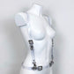 Suspenders transparent PVC harness with metallic ring and buckles