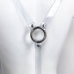 Suspenders transparent PVC harness with metallic ring and buckles