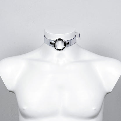 gothic O-Ring transparent PVC choker with metallic buckle