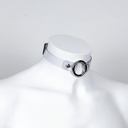 gothic O-Ring transparent PVC choker with metallic buckle
