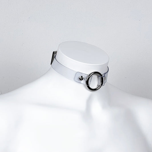 gothic O-Ring transparent PVC choker with metallic buckle